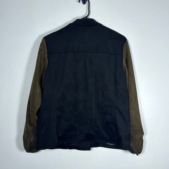 Kut from the Kloth Black Olive Faux Suede Moto Jacket Size Large - Picture 8 of 8